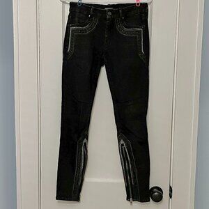 Mother the Looker inside zip black sheep & princess black skinny jean size 26